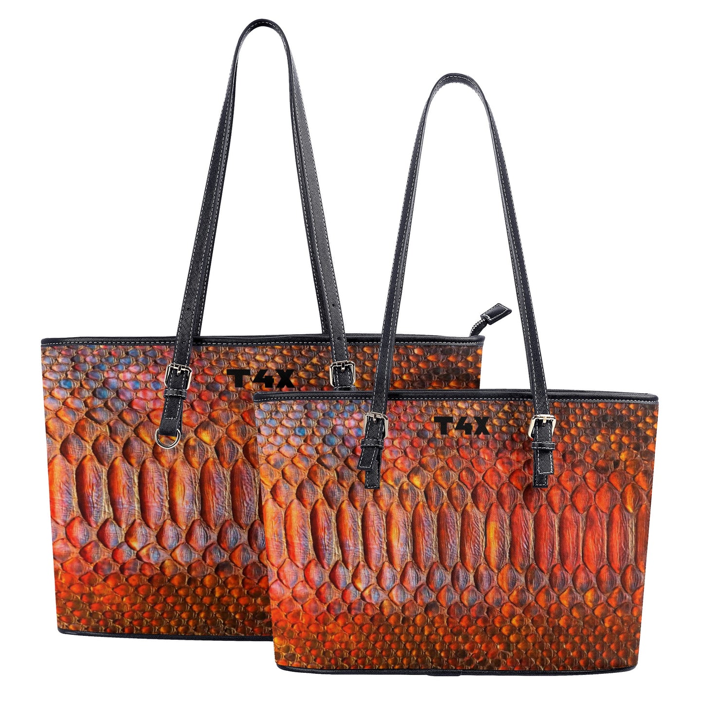 T4x Orange Leather Tote Bags
