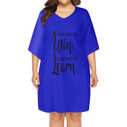 T4x Womens Blue Daily Plus Size Loose Dress