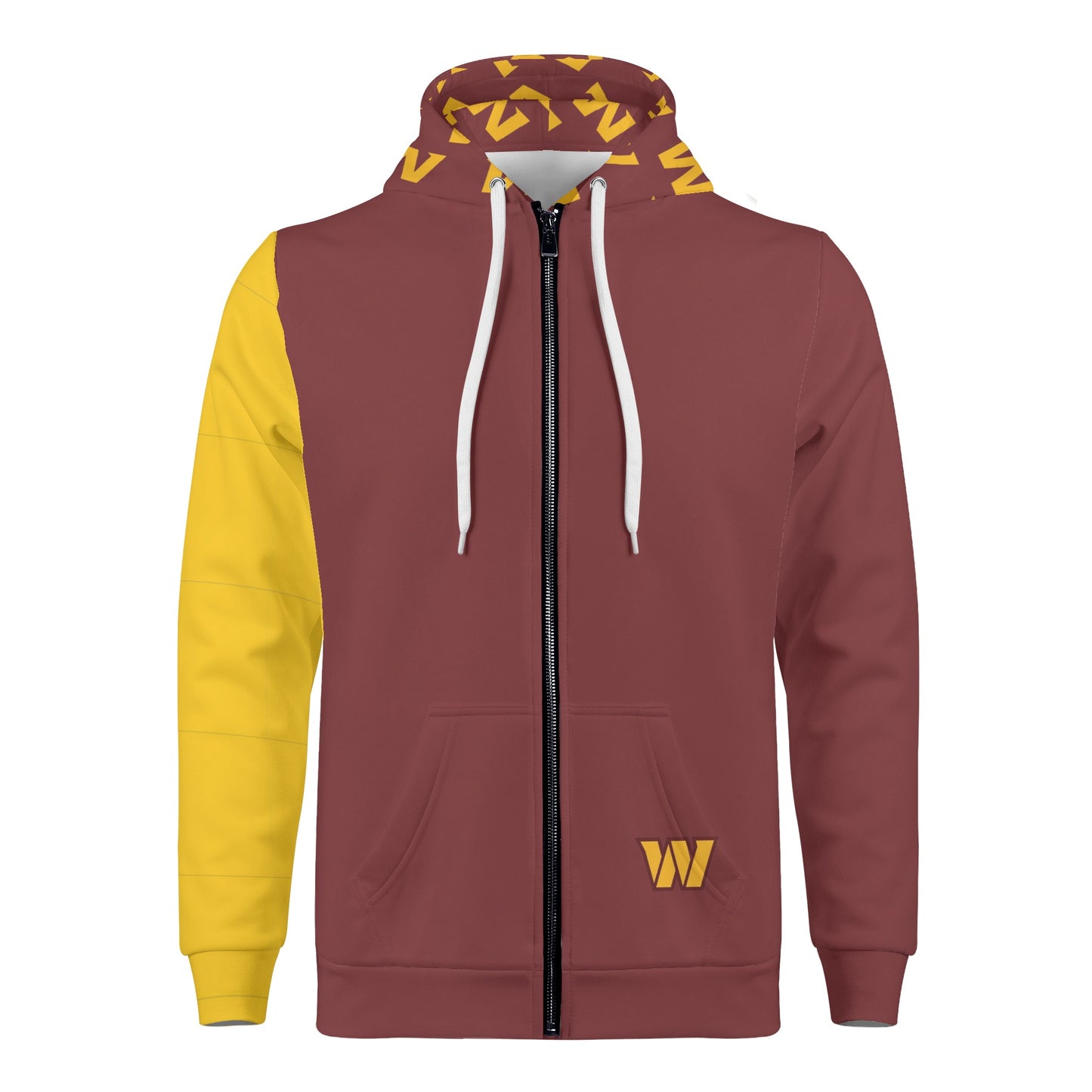 T4x Mens Burgandy and Gold Zip Up Hoodie