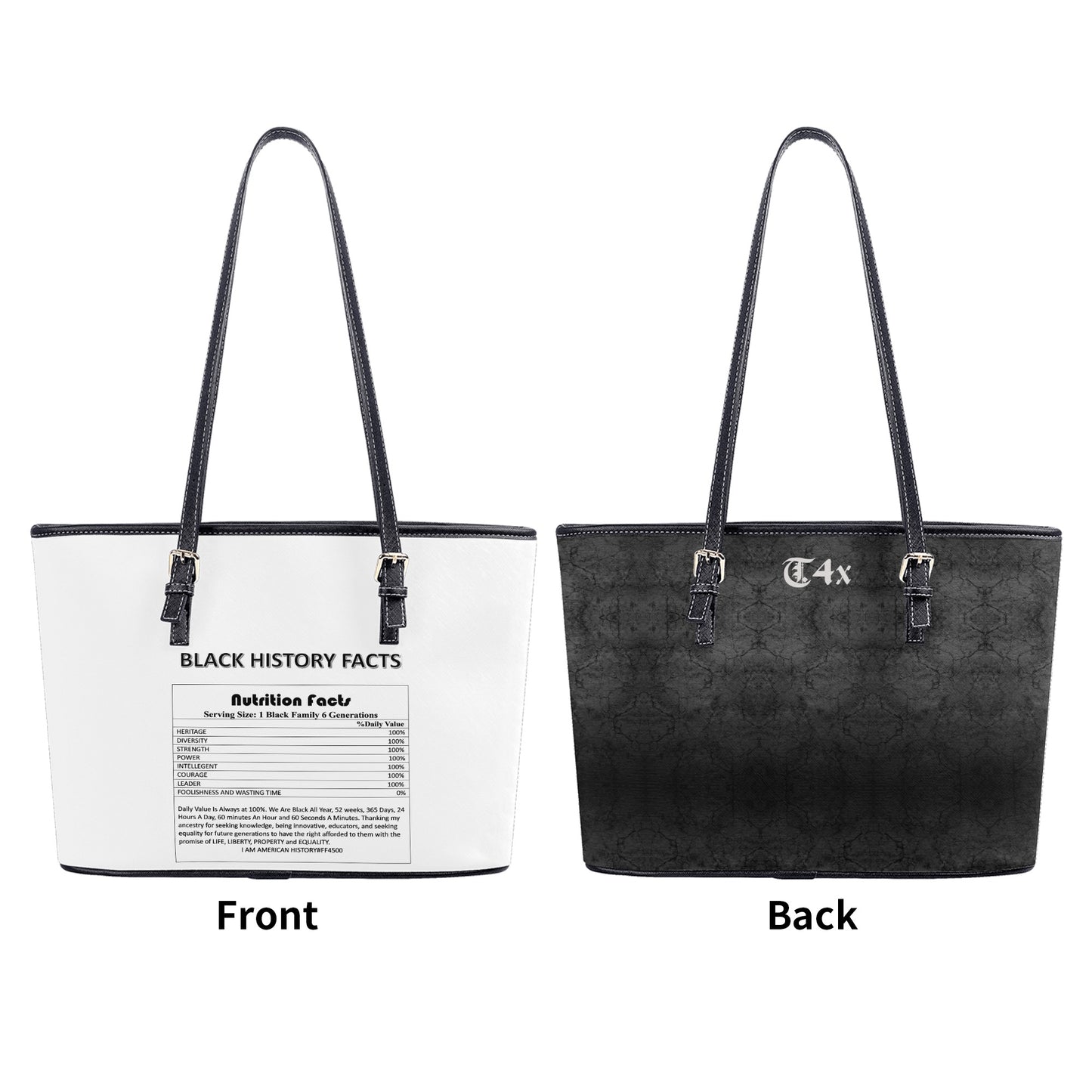 T4x Black History Nutrition Facts Tote Bags