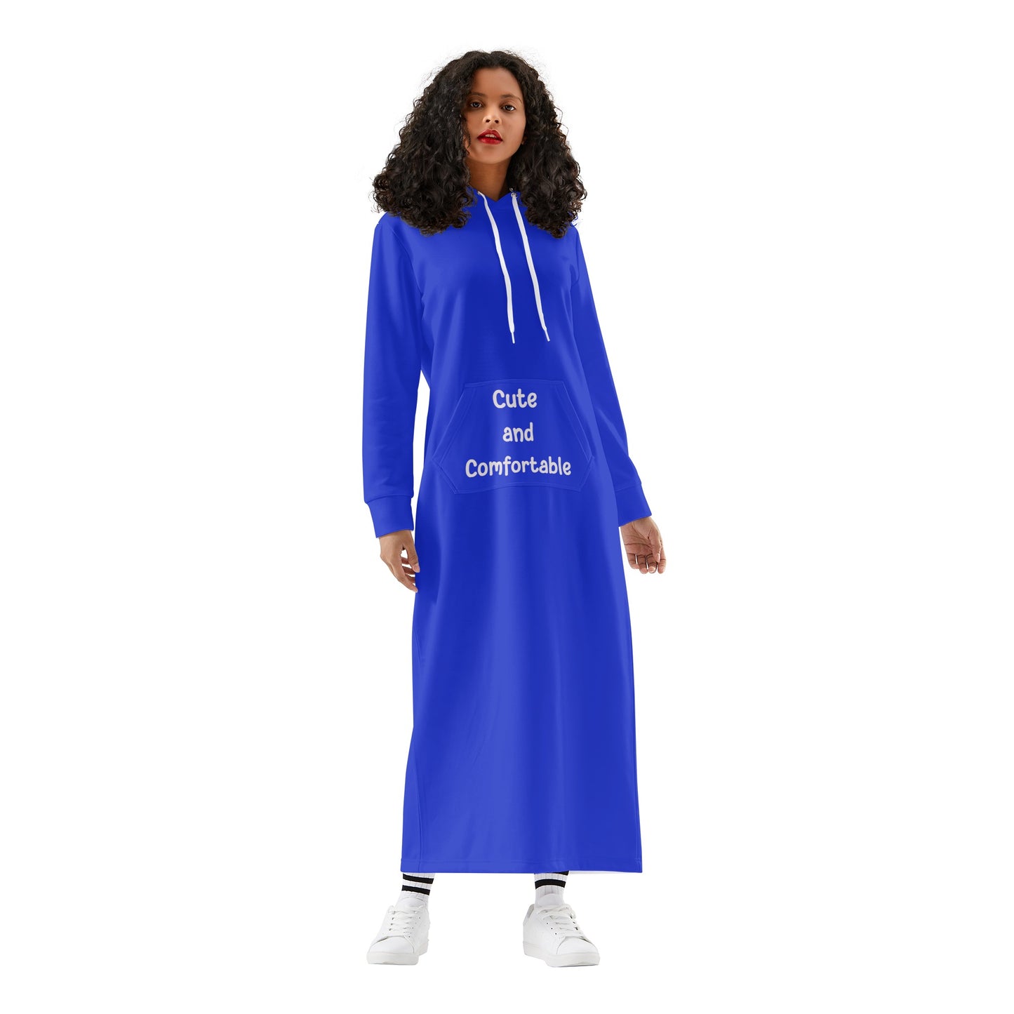 T4x Blue Womens Cute and Comfortable Long Length Hoodie Dress