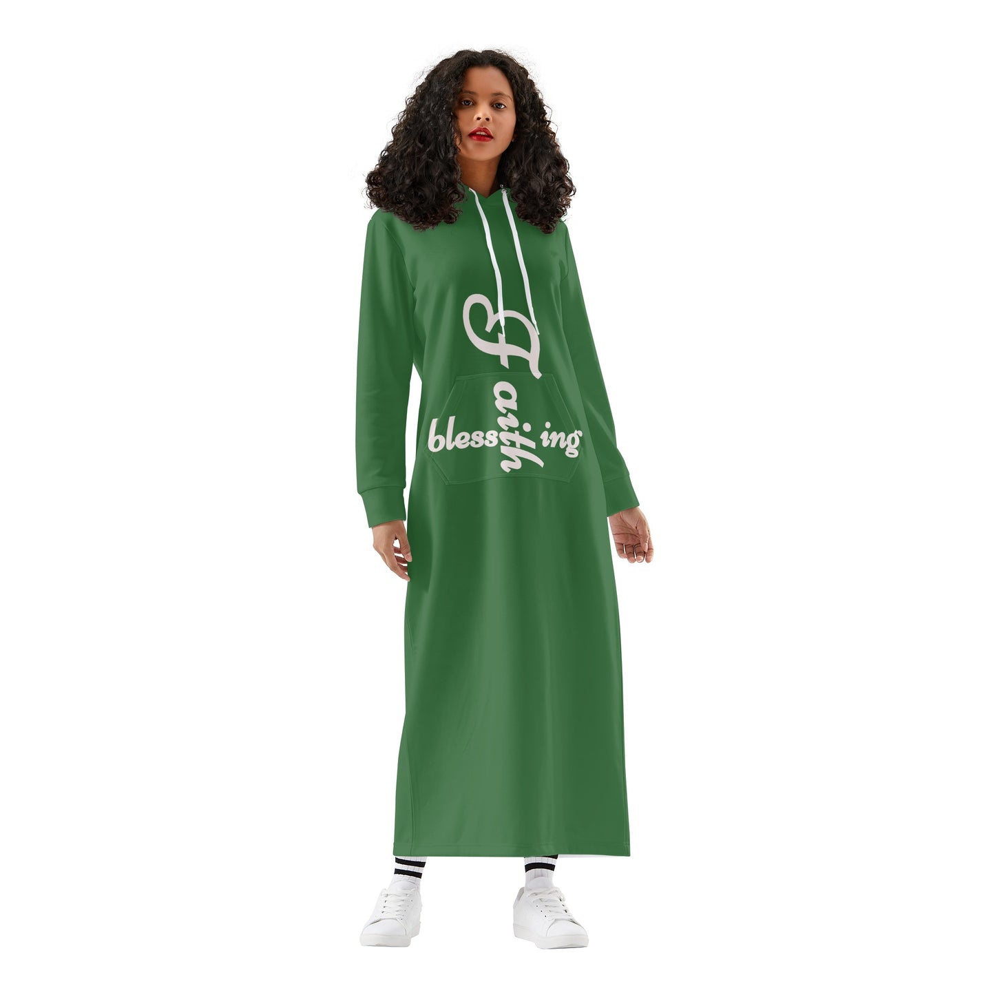 T4x Blessed with Faith Green Womens Long Hoodie Dress