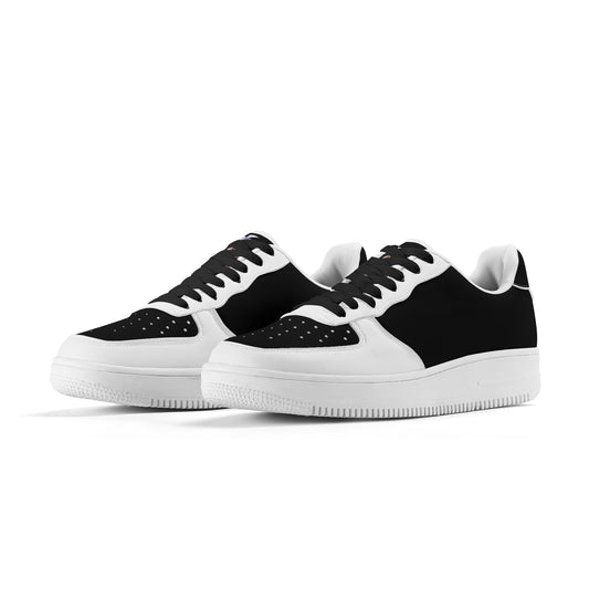 T4x Mens Black and White Low Top Leather Sneakers