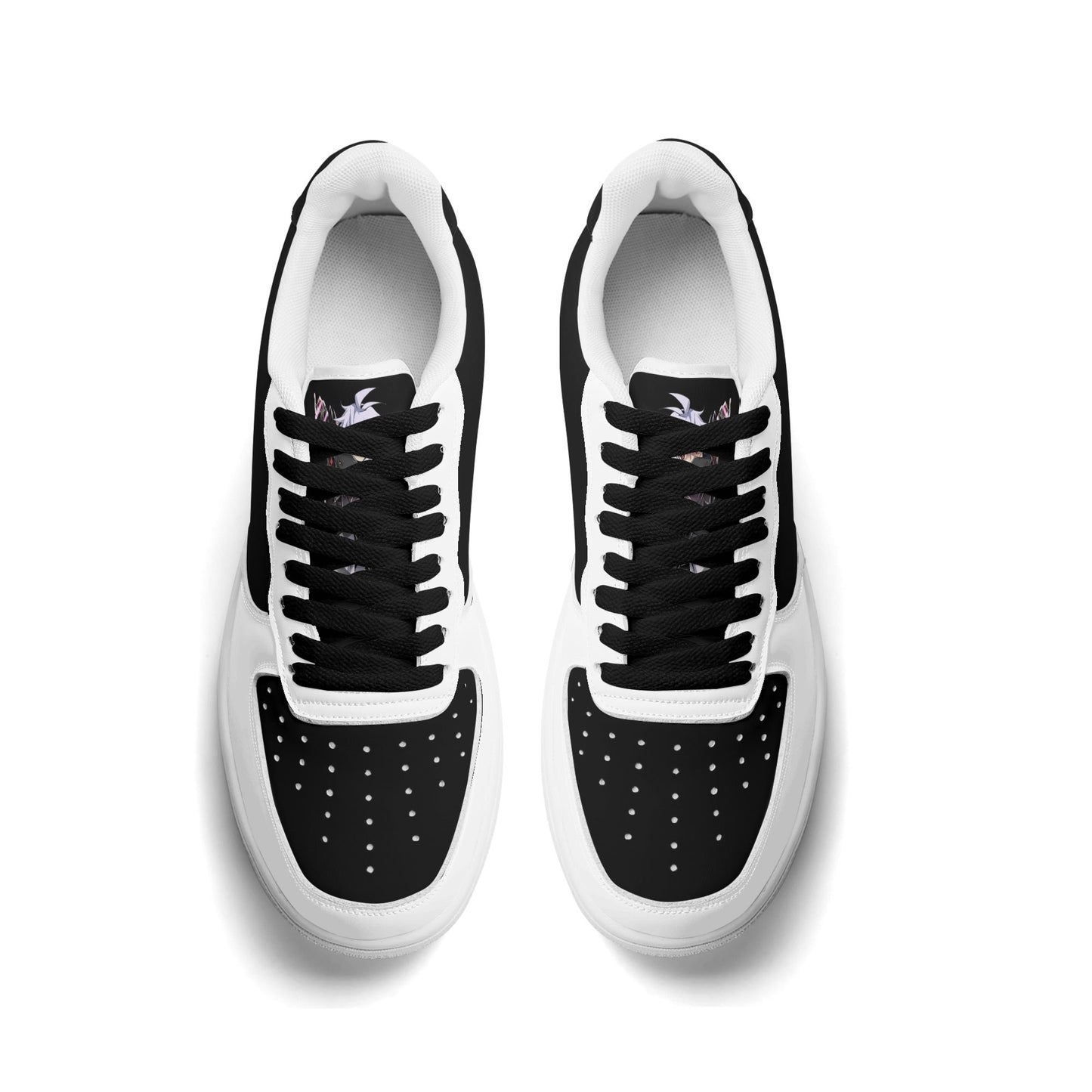 T4x Mens Black and White Low Top Leather Sneakers