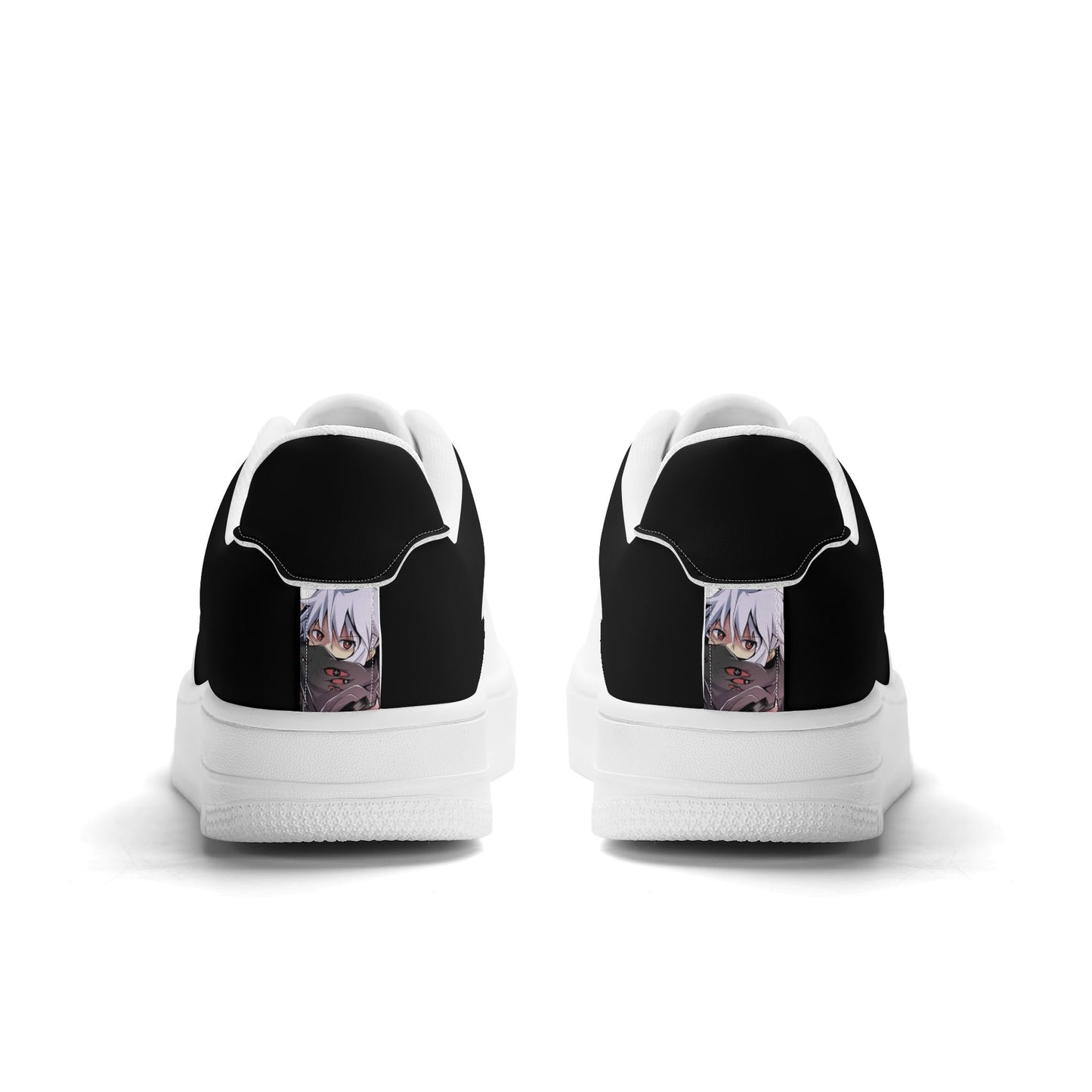 T4x Mens Black and White Low Top Leather Sneakers