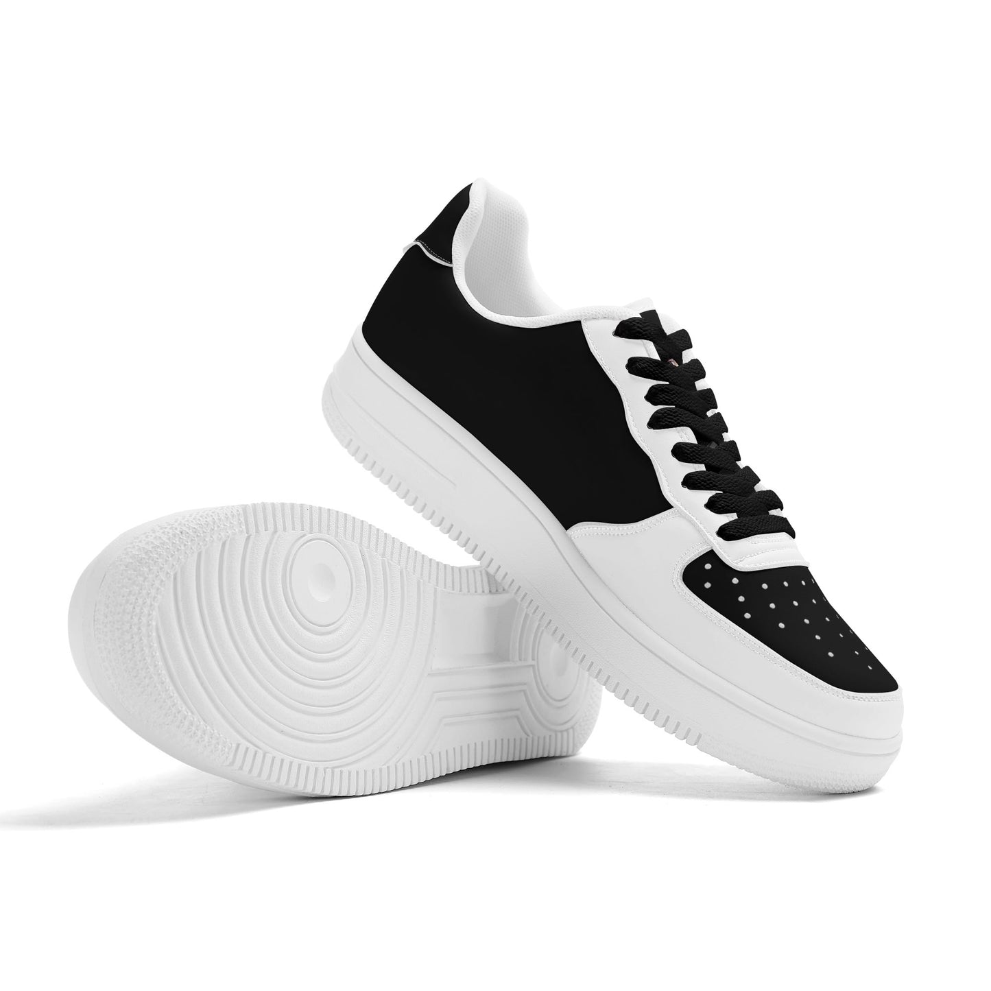 T4x Mens Black and White Low Top Leather Sneakers