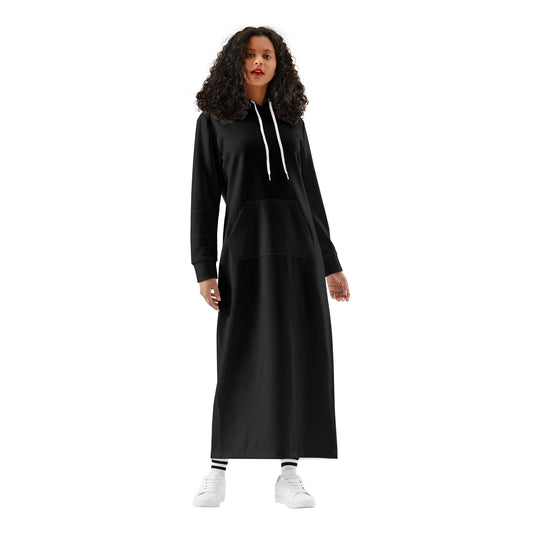 T4x Black Womens Long Hoodie Dress