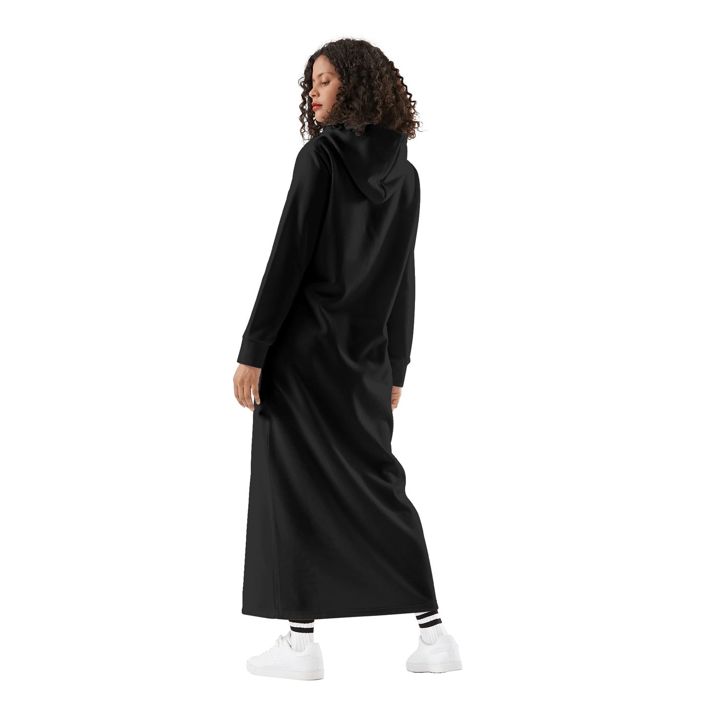 T4x Black Womens Long Hoodie Dress