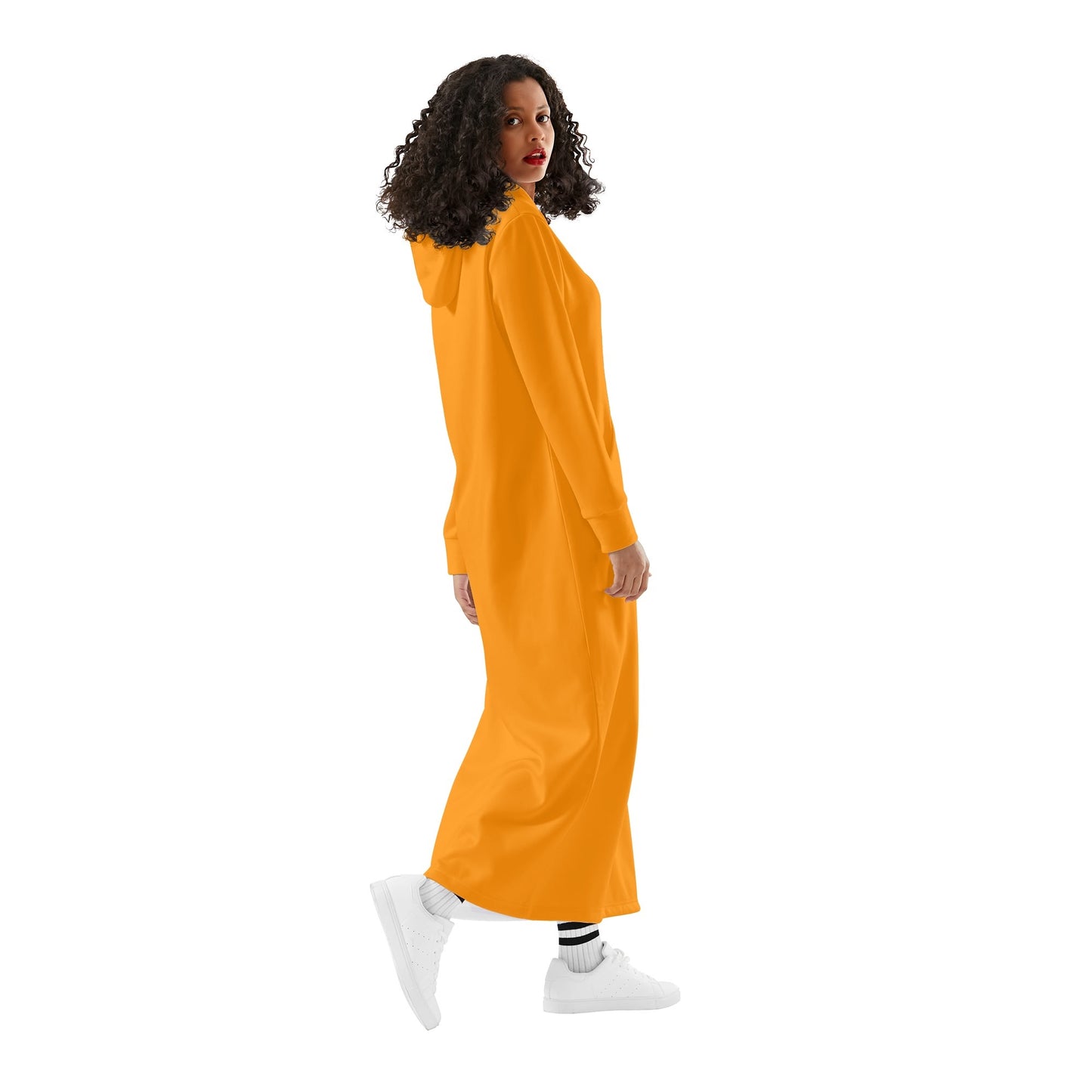 T4x Orange Womens Long Hoodie Dress