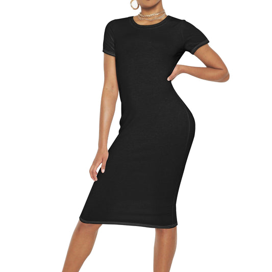 Black Short Sleeve Casual Long Dresses