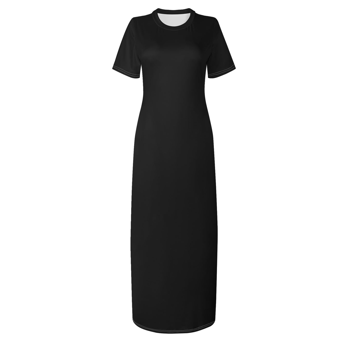 Black Short Sleeve Casual Long Dresses