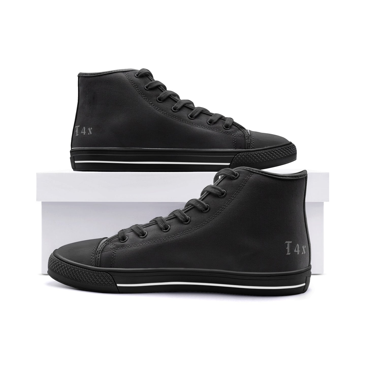 T4x Black Unisex High Top Canvas Shoes