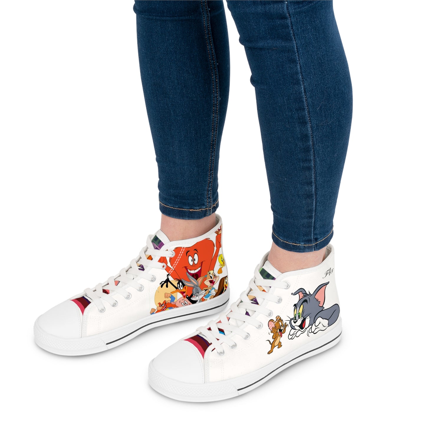 T4x High Top Sneakers - 80's Cartoons Print