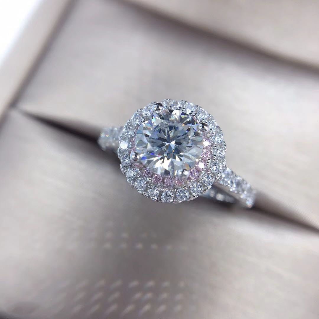 18K Gold Plated Ring for Women Moissanite Style Jewelry Gemstone Tension Setting Mini Diamond Ring - T4x Quadruple Love