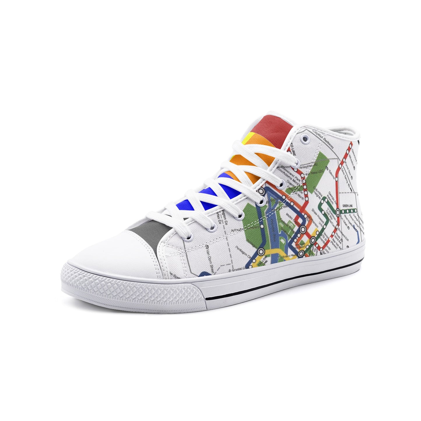 T4x red/yellow/orange/green/blue/silver line Unisex High Top's