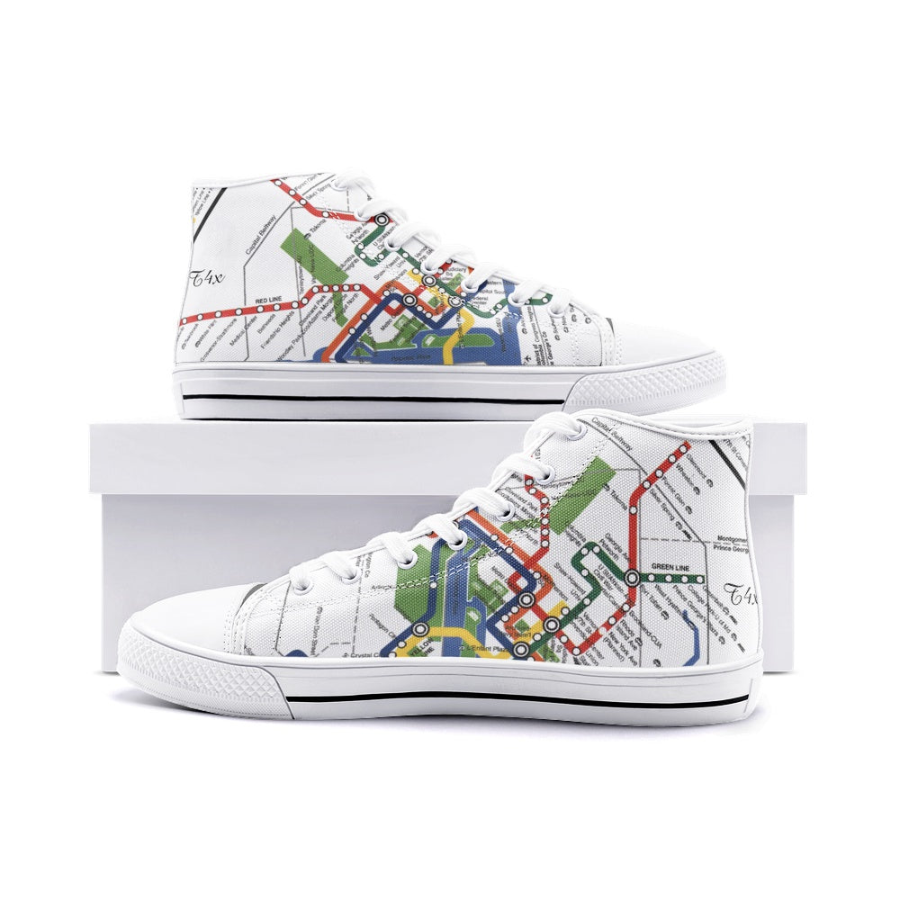 T4x red/yellow/orange/green/blue/silver line Unisex High Top's