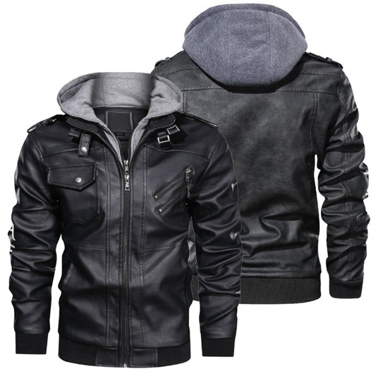 Leather Bomber Jacket With Hood