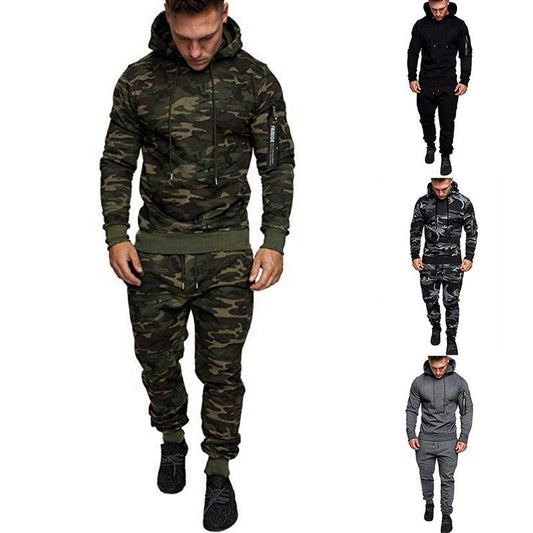 Camo Military Sweatpants and Hoodie Set Men's Winter - T4x Quadruple Love