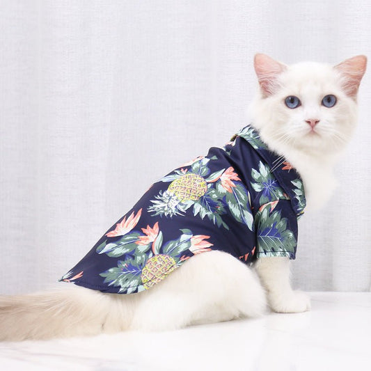 Cat Summer Hawaiian Style Leisure Shirt - T4x Quadruple Love