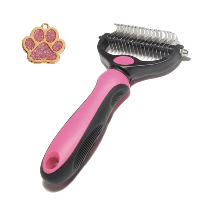 Double Sided Shedding and De matting Undercoat Rake Comb for Dogs and Cats - T4x Quadruple Love