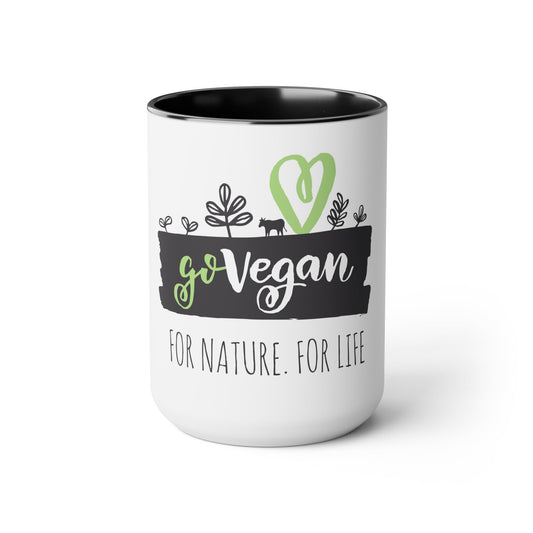 Go Vegan Coffee Mugs, 15oz - T4x Quadruple Love