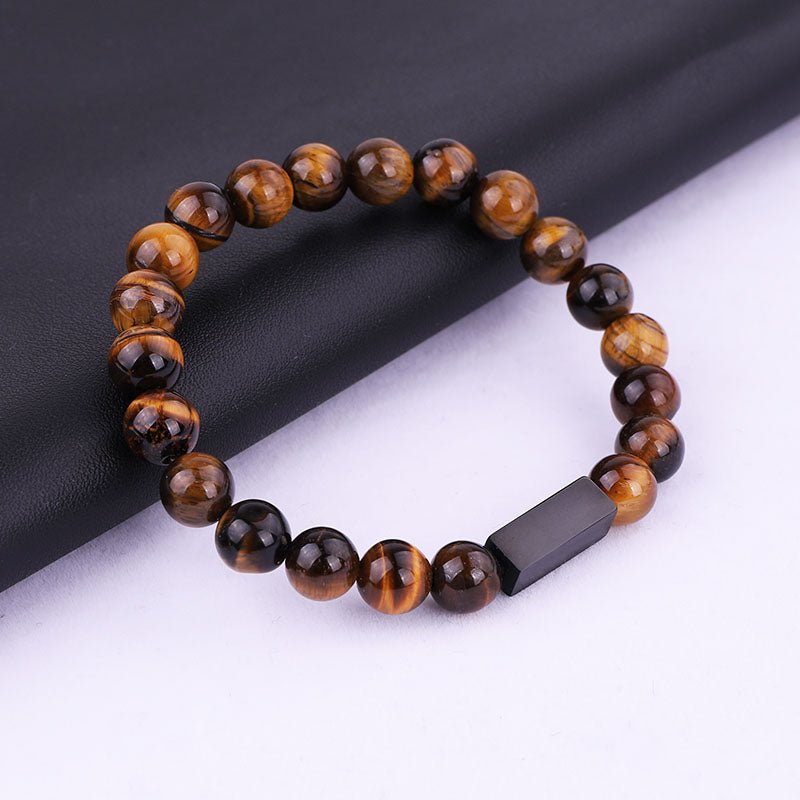 Jewelry Stainless Steel Charm Natural Stone Beads Bracelet For Men - T4x Quadruple Love