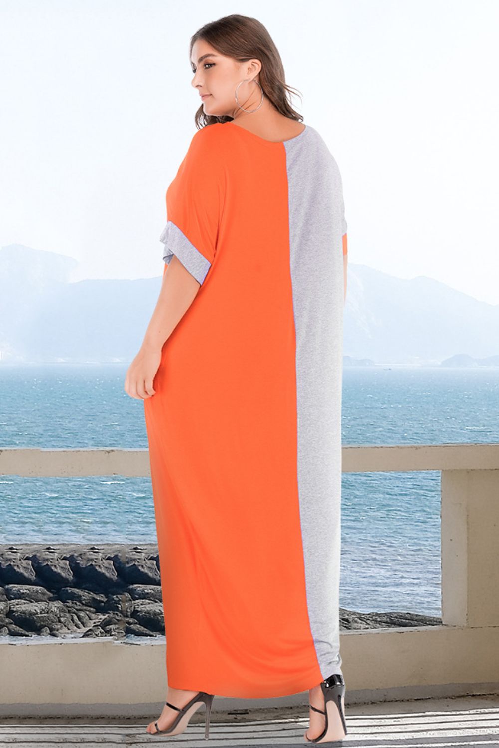 Plus Size Color Block Tee Dress with Pockets - T4x Quadruple Love
