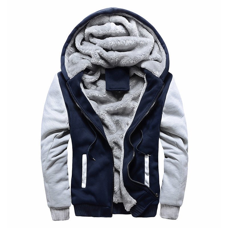 Solid Colour Heavy Hoodie With Fleece Zipper Cardigan With Matching Colour Hoodie For Men - T4x Quadruple Love