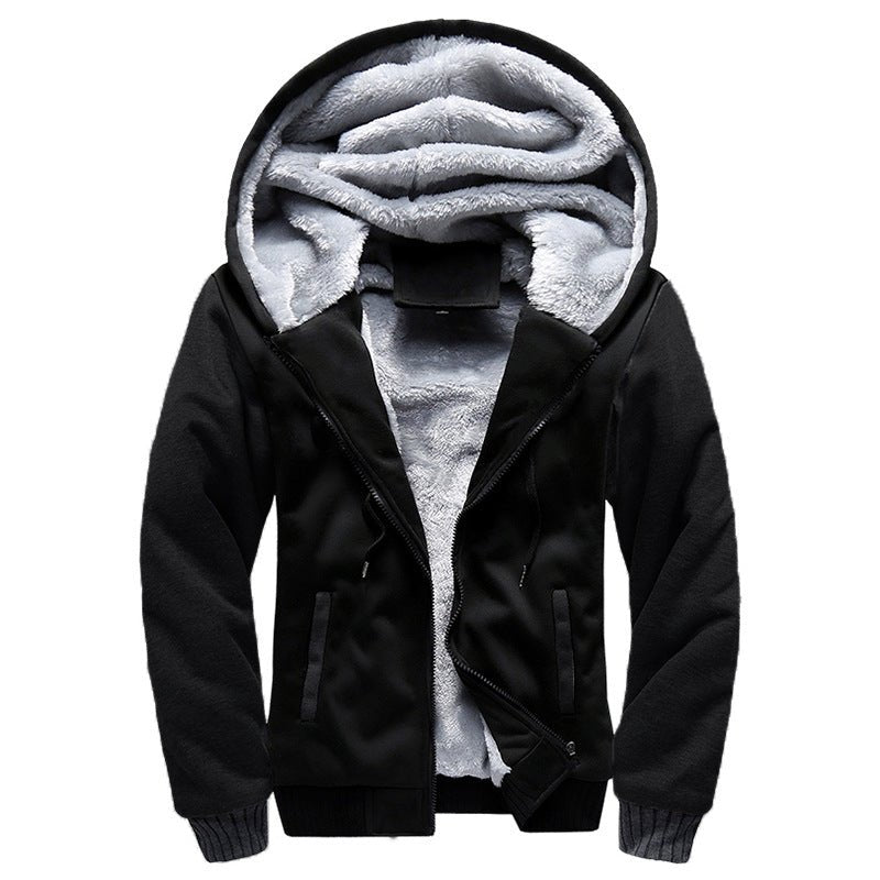 Solid Colour Heavy Hoodie With Fleece Zipper Cardigan With Matching Colour Hoodie For Men - T4x Quadruple Love