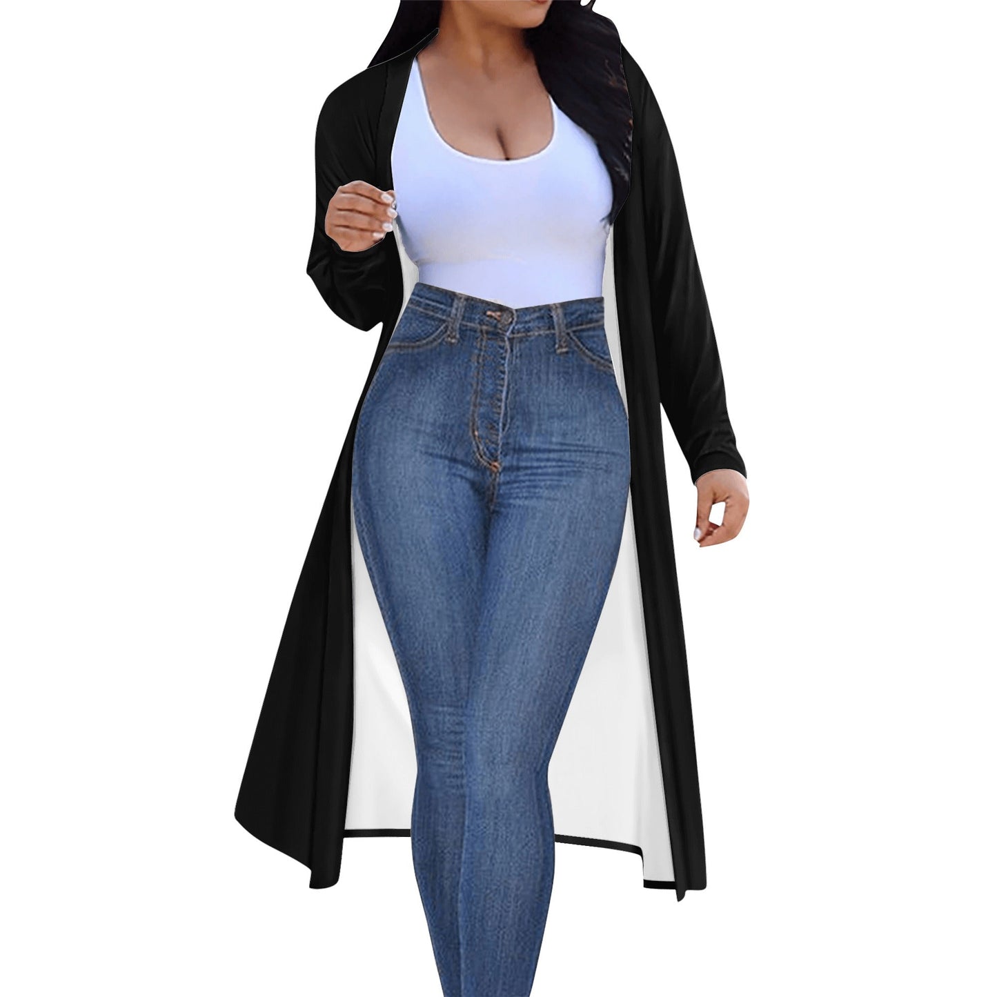 T4x Black Women's Long Sleeve Jacket Cardigan - T4x Quadruple Love