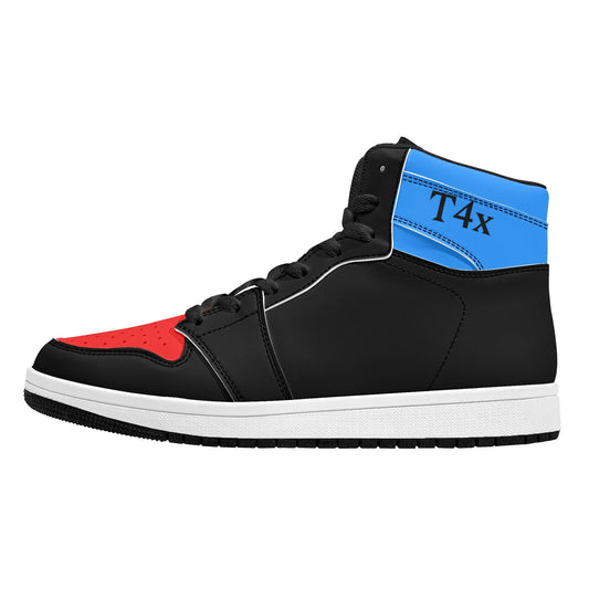 T4x Men's Red High Top Leather Sneakers - T4x Quadruple Love