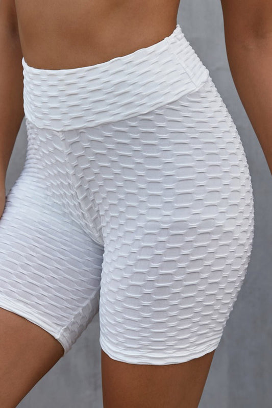 Textured High Waisted Biker Shorts - T4x Quadruple Love